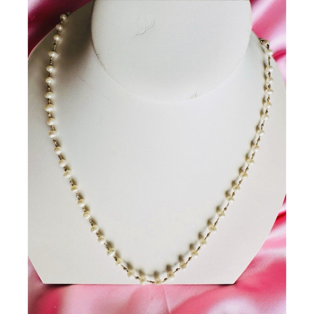 Pearl Necklace Natural Fresh Water  925 Sterling Silver Necklace Stamped